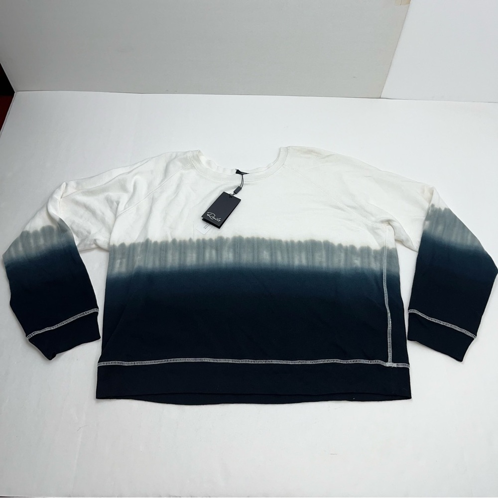 Rails Theo Charcoal Dip Dye‎ Sweatshirt Womens Size Large Black White NEW *FLAW